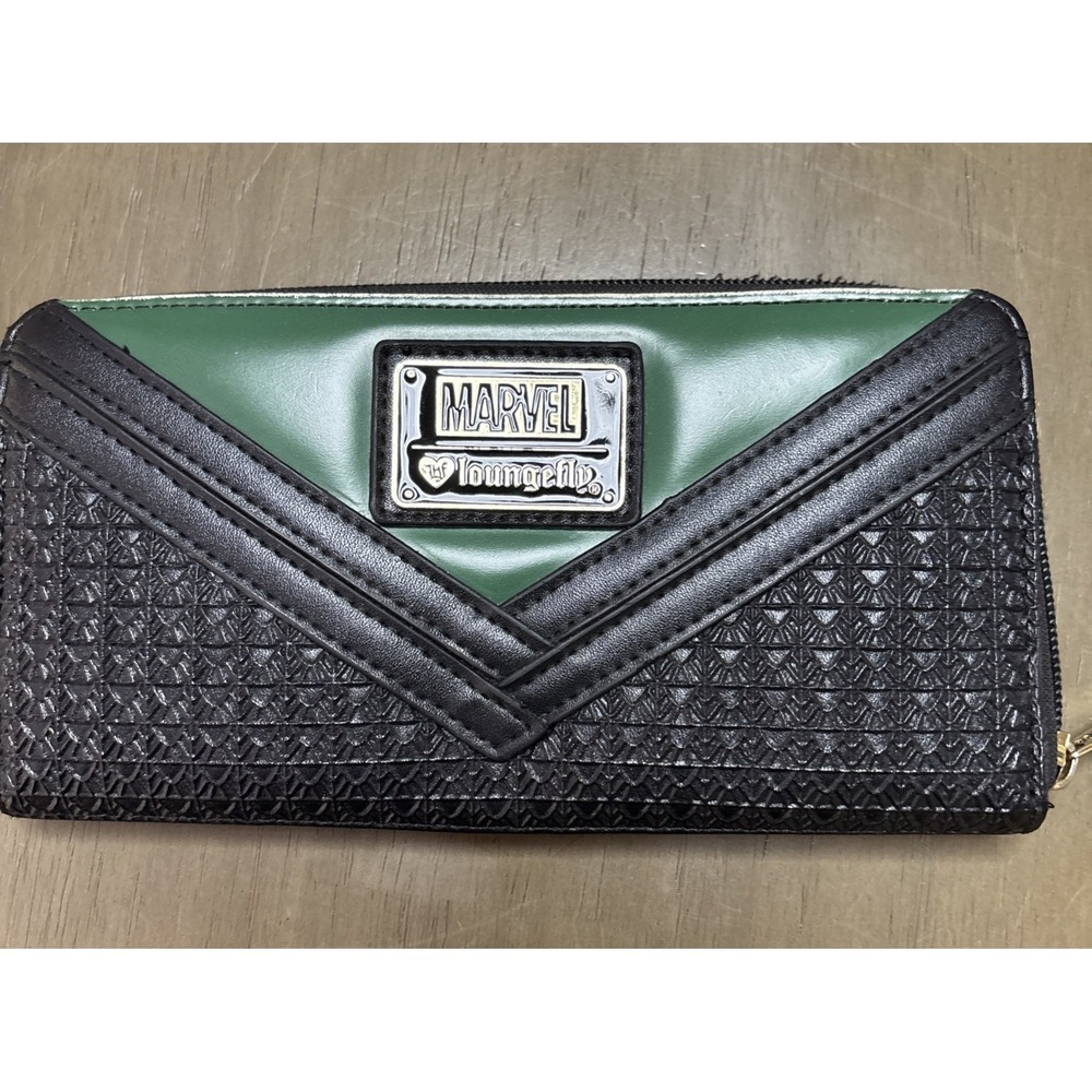 Loungefly Disney Loki Edition Wallet Black and Emerald Green Marvel Cosplay - Picture 2 of 8